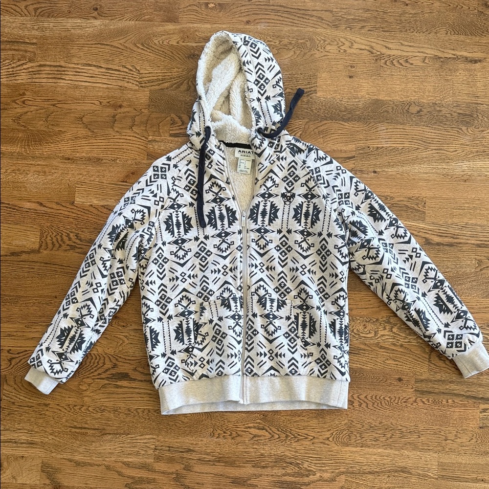 Ariat women’s Zip Up Sweater - Black and White Pattern